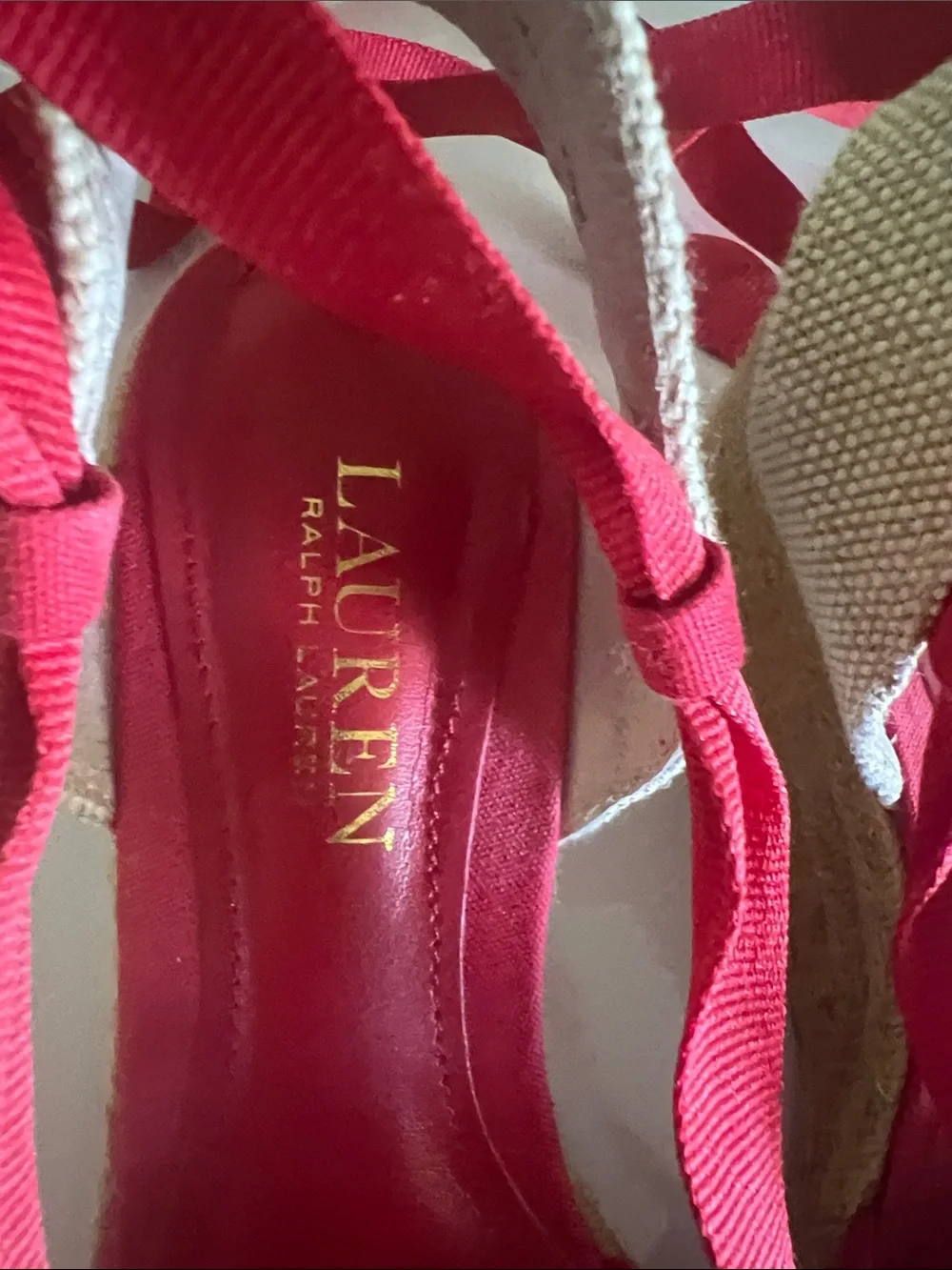LAUREN Ralph Lauren Women’s Red Canvas Espadrilles Size: 7B